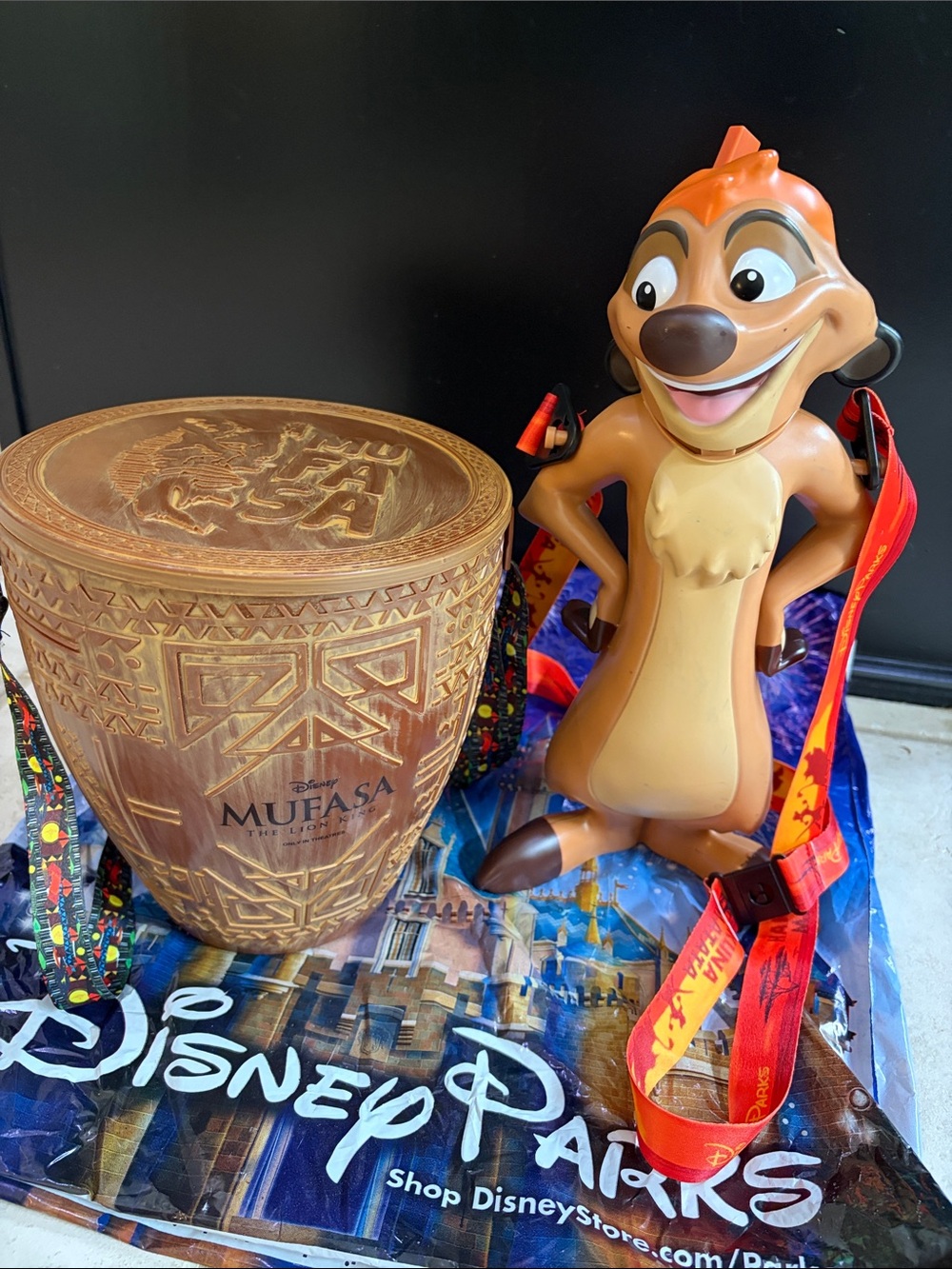 Disney Timon Sipper with Mufasa Carved (plastic) Container - Tan & Orange